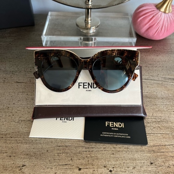 FENDI F is FENDI FF 55mm Havana Cat Eye Sunglasses - Picture 4 of 14